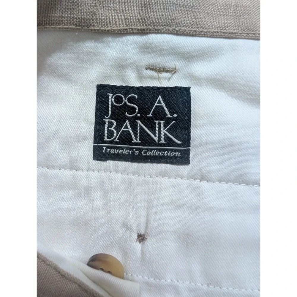 Jos A Bank Travelers Collection Men's 36 Tan 100% Linen Pleated Dress Shorts